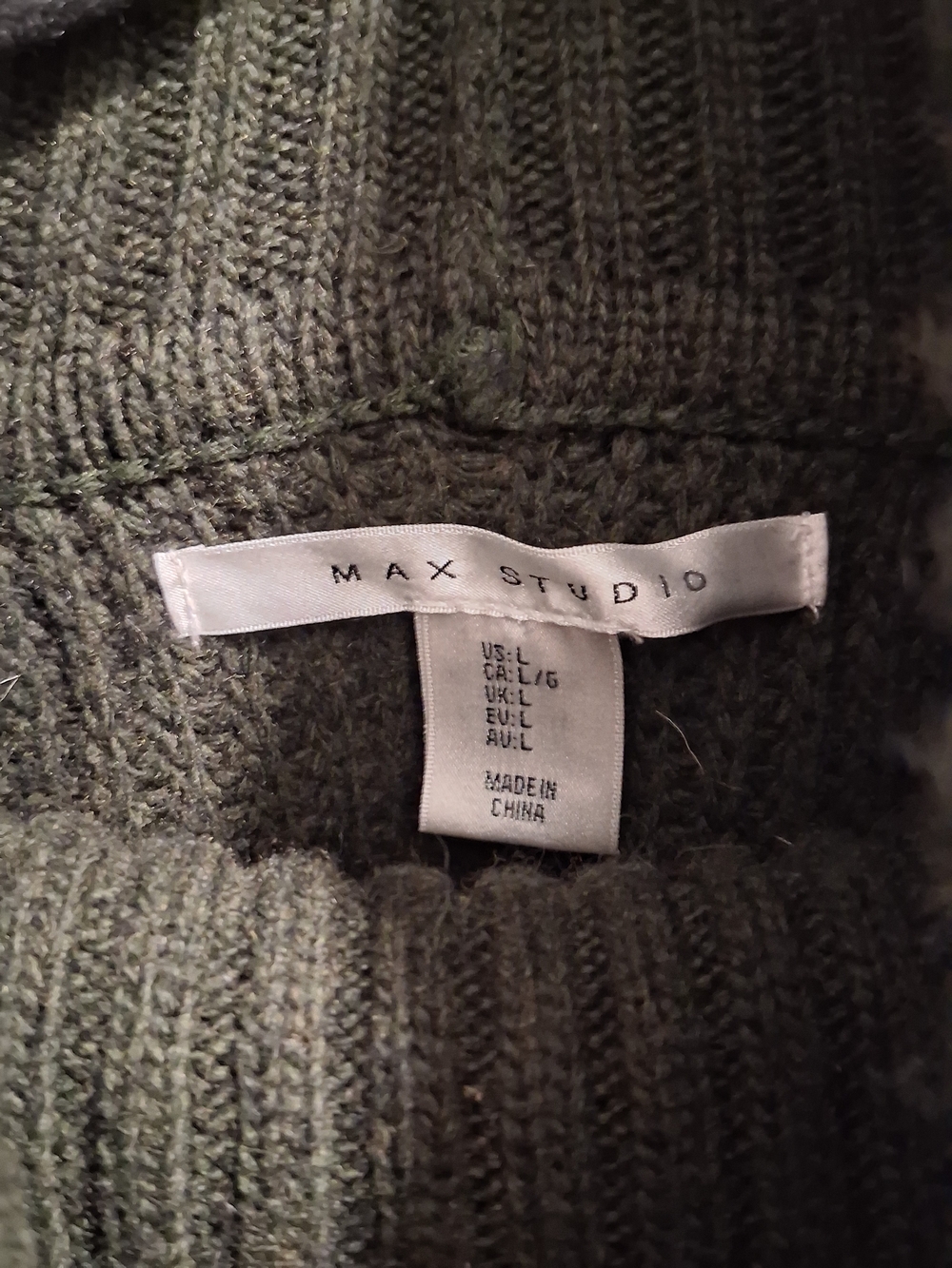 Max Studio Olive Green Ribbed Turtleneck Sweater - Picture 5 of 5